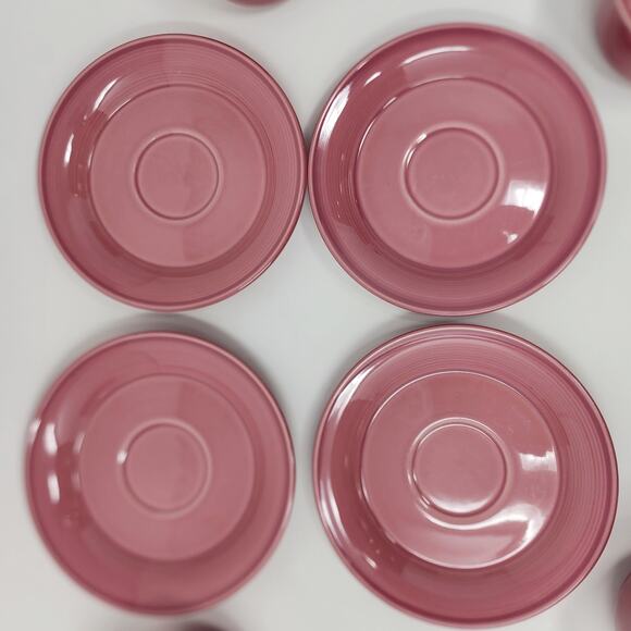 Nancy Calhoun Cup Saucer Set of 4 Solid Dark Rose Pink VTG Stoneware Japan EUC - Picture 5 of 10